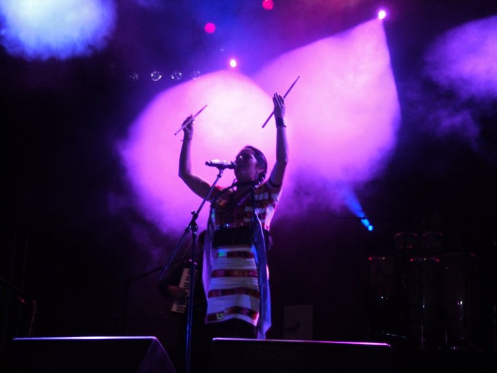 Lila Downs ofreciendo un concierto en Oaxaca, México en 2010.