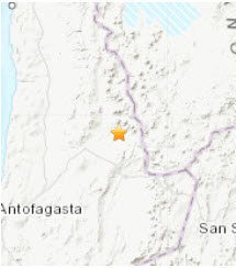 Эпицентр землетрясения в Антофагасте 4 марта 2010 года (Снимок USGS)