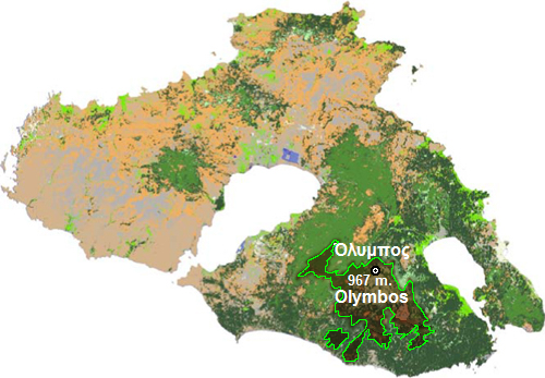 Representation of the massif in false color drawing