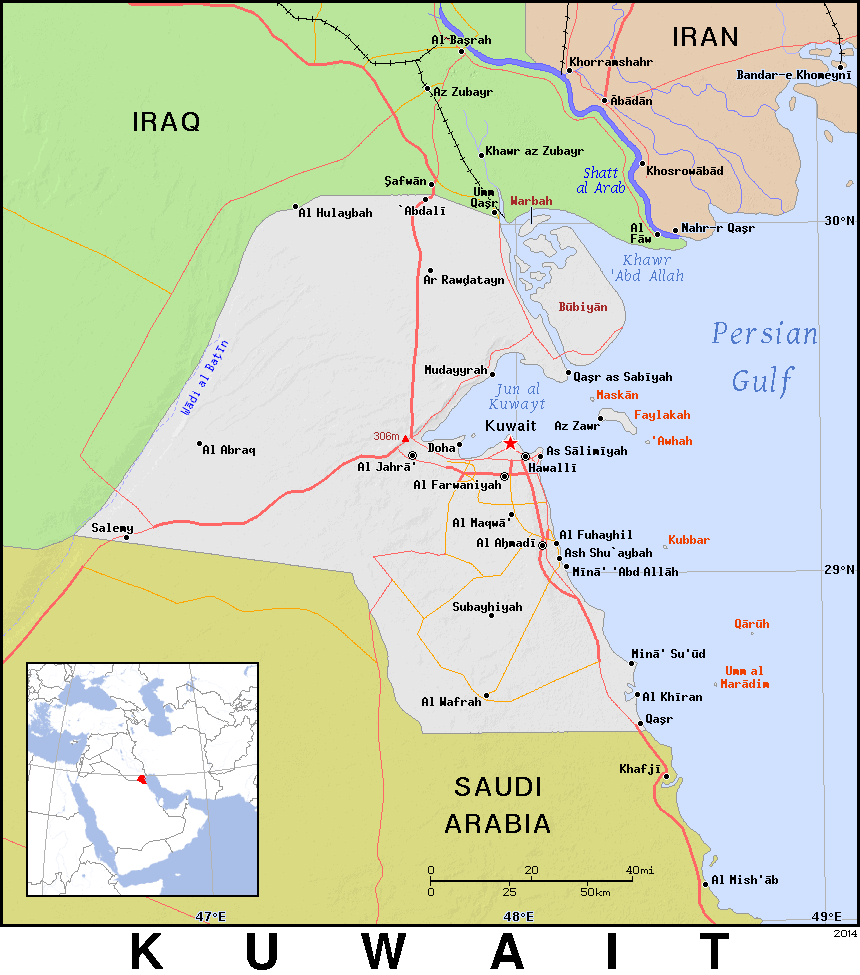 Кувейт карта географическая