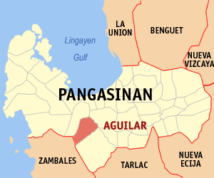 Mapa han Pangasinan nga nagpapakita kon hain nahamutang an Aguilar