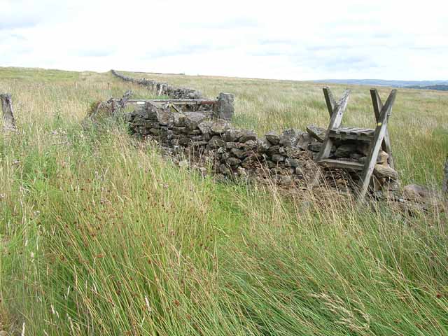 File:Stile on the moors above Stannersburn - geograph.org.uk - 212617.jpg