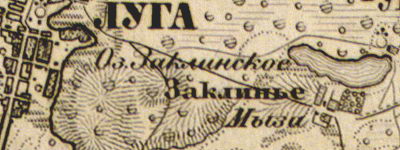 Zaklinyen kylä vuoden 1863 kartalla