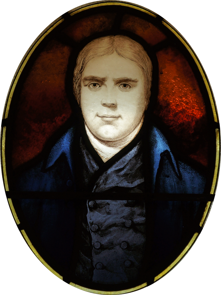 Fuller, stained-glass portrait