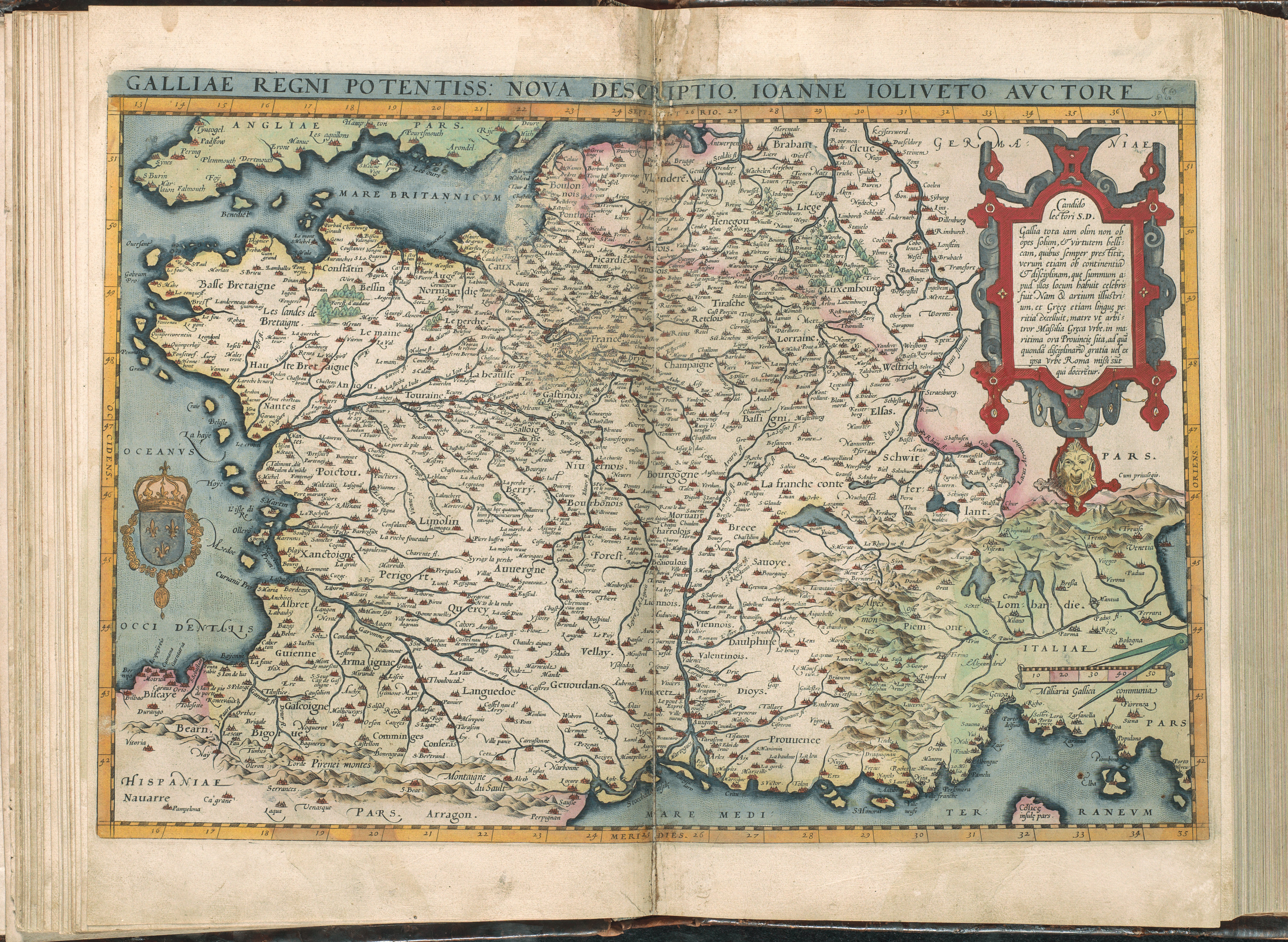 Die Frankreich-Karte in dem Atlas ''Theatrum Orbis Terrarum'' von Abraham Ortelius