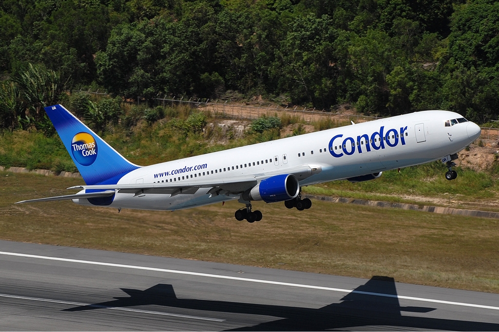 Condor Boeing 767 aircraft taking off for a flight