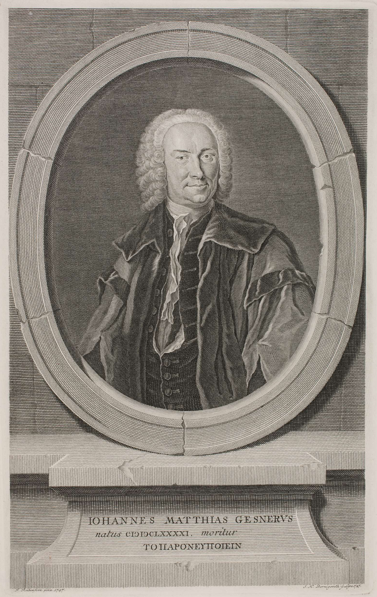 Johann Matthias Gesner. Titelkupfer des ''Novus Linguæ Et Eruditionis Romanae Thesaurus'' (1747)