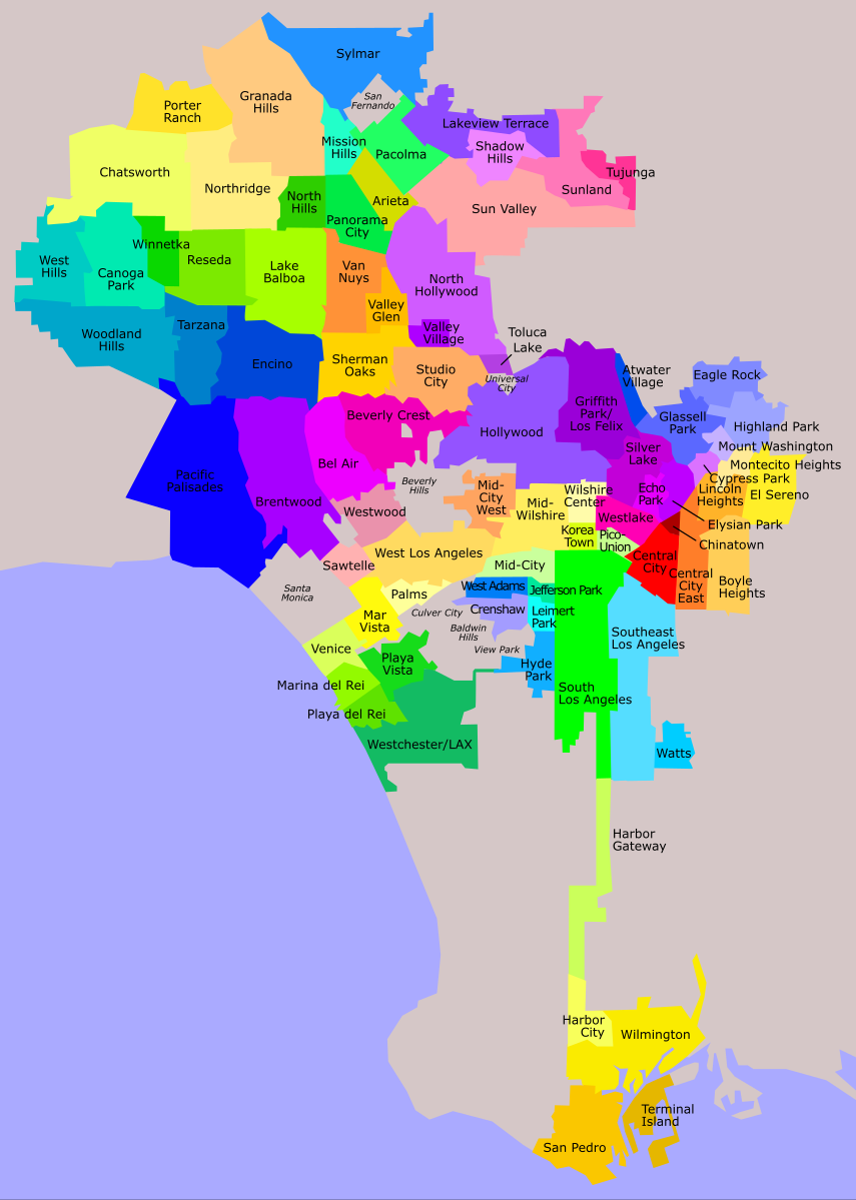 los angeles carte File:Los Angeles Neighborhoods.png   Wikimedia Commons