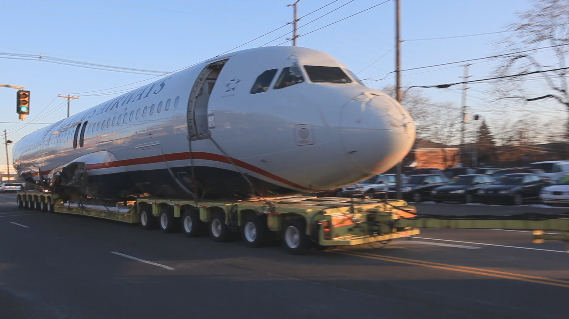 US Airways Flight 1549 being towed
