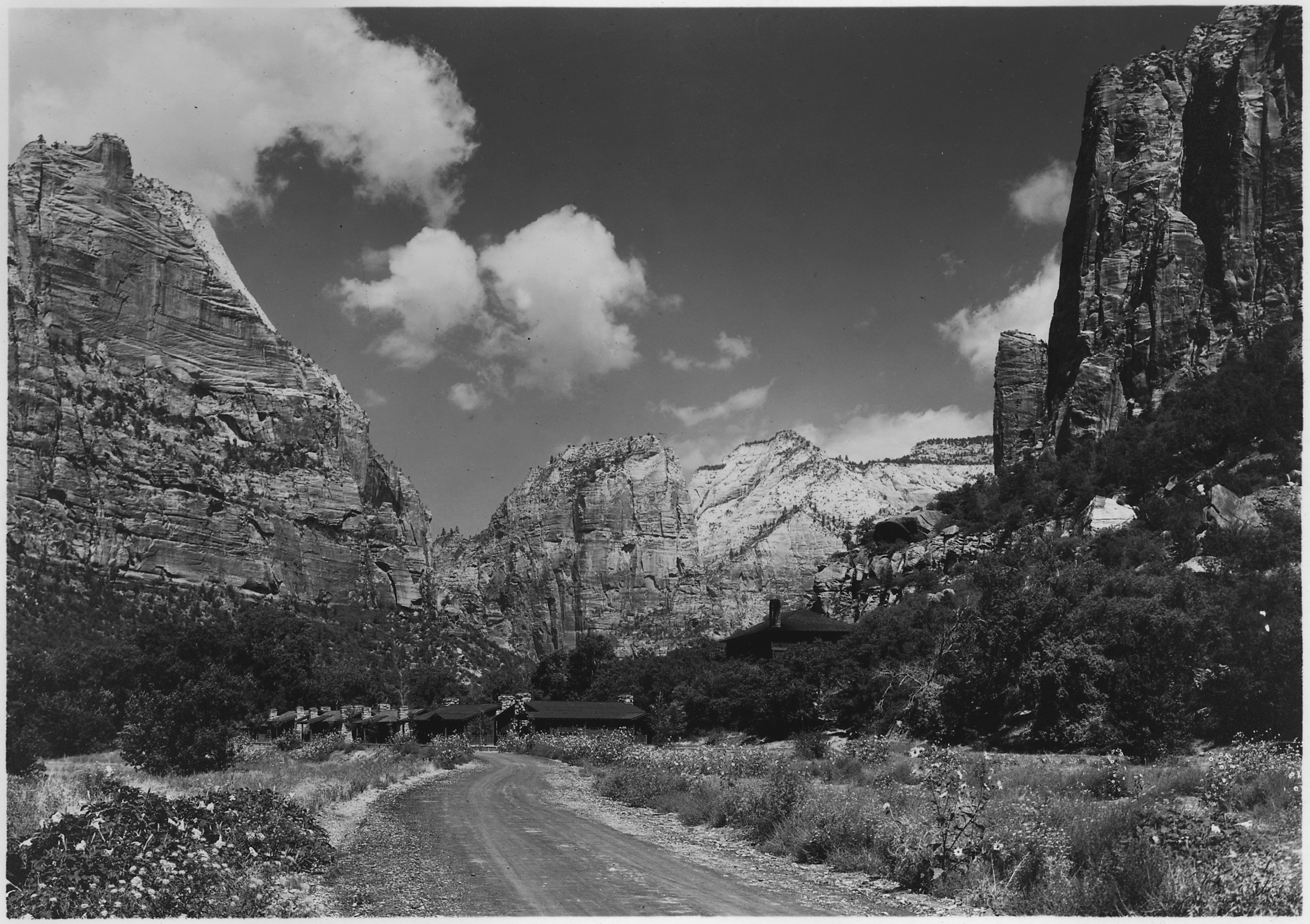 File View Up Canyon From Below Zion Lodge Zion Lodge And Cabins