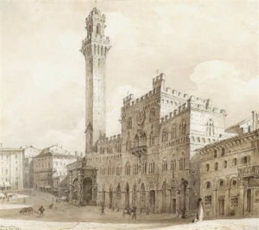 File:1841 Siena - Blick auf den Palazzo Vecchio (Friedrich Osten).jpg