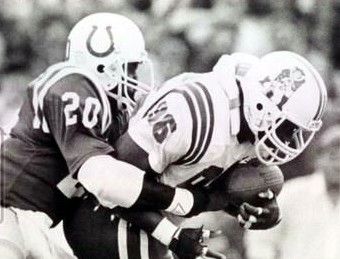 The Colts playing against the New England Patriots, circa 1988.