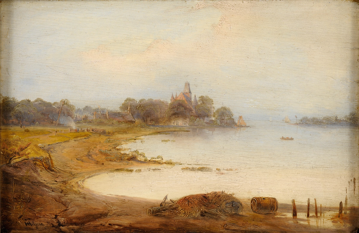 Carl Hilgers Seenlandschaft mit Schlossansicht..jpg