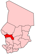 Mapa do Chad amosando a rexión de Hadjer-Lamis