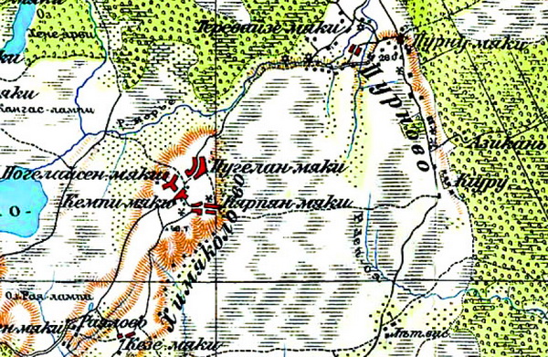 Деревня Химаколово на карте 1909 года