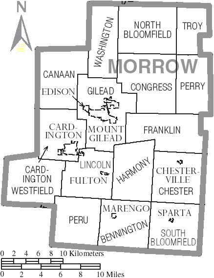 File:Map of Morrow County Ohio With Municipal and Township Labels.PNG