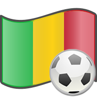le drapeau malien:vert-jaune-rouge et un ballon de football sur fond blanc