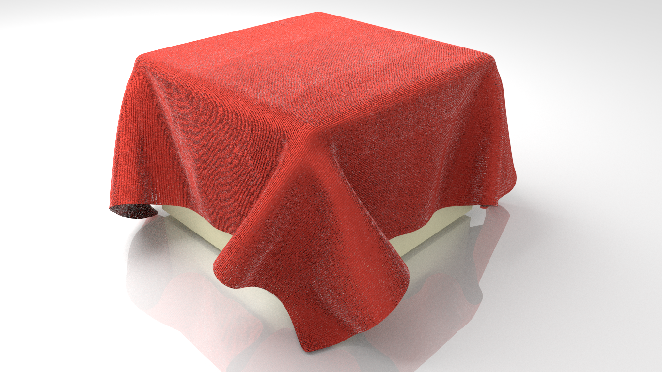 Red cloth over table