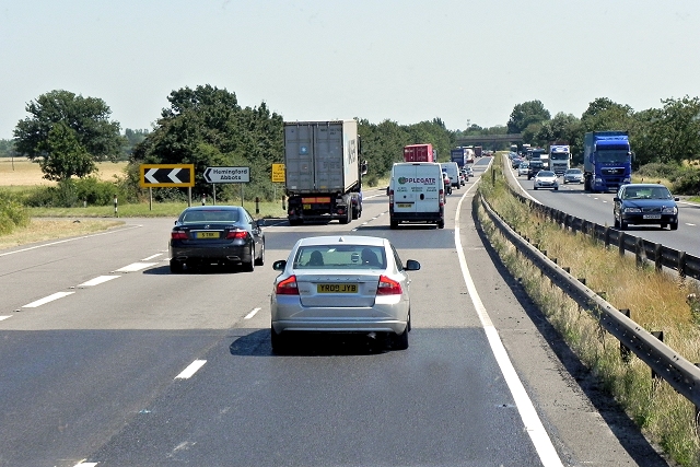 File:Eastbound A14 at Exit to Hemingford Abbots - geograph.org.uk - 3825155.jpg