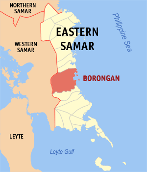 Mapa sa Sidlakang Samar nga nga nagpakita kon asa ang Dakbayan sa Borongan