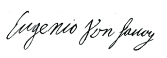 Drietalige handtekening van Eugenio Von Savoy