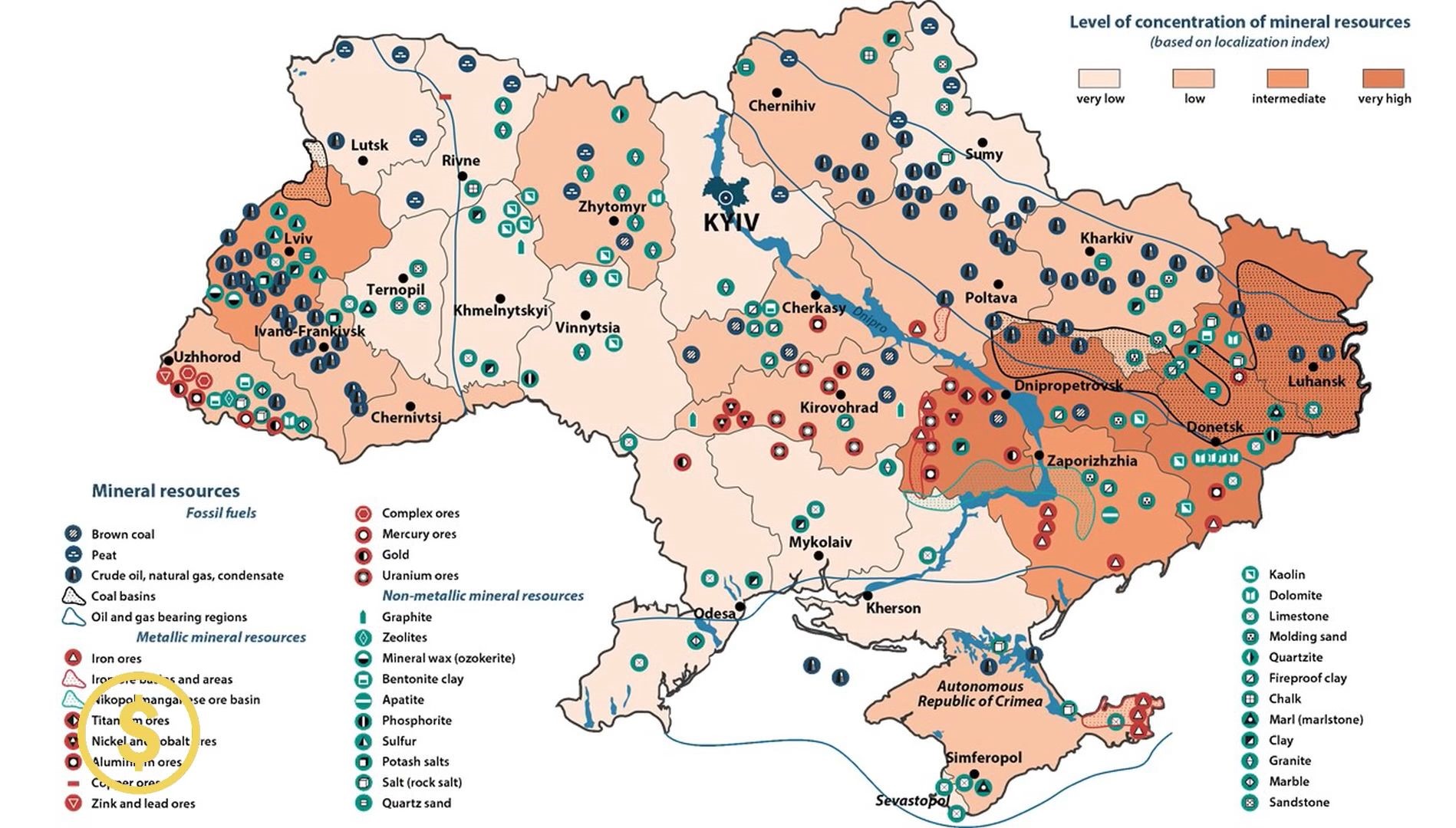 Карта природных ископаемых Украины