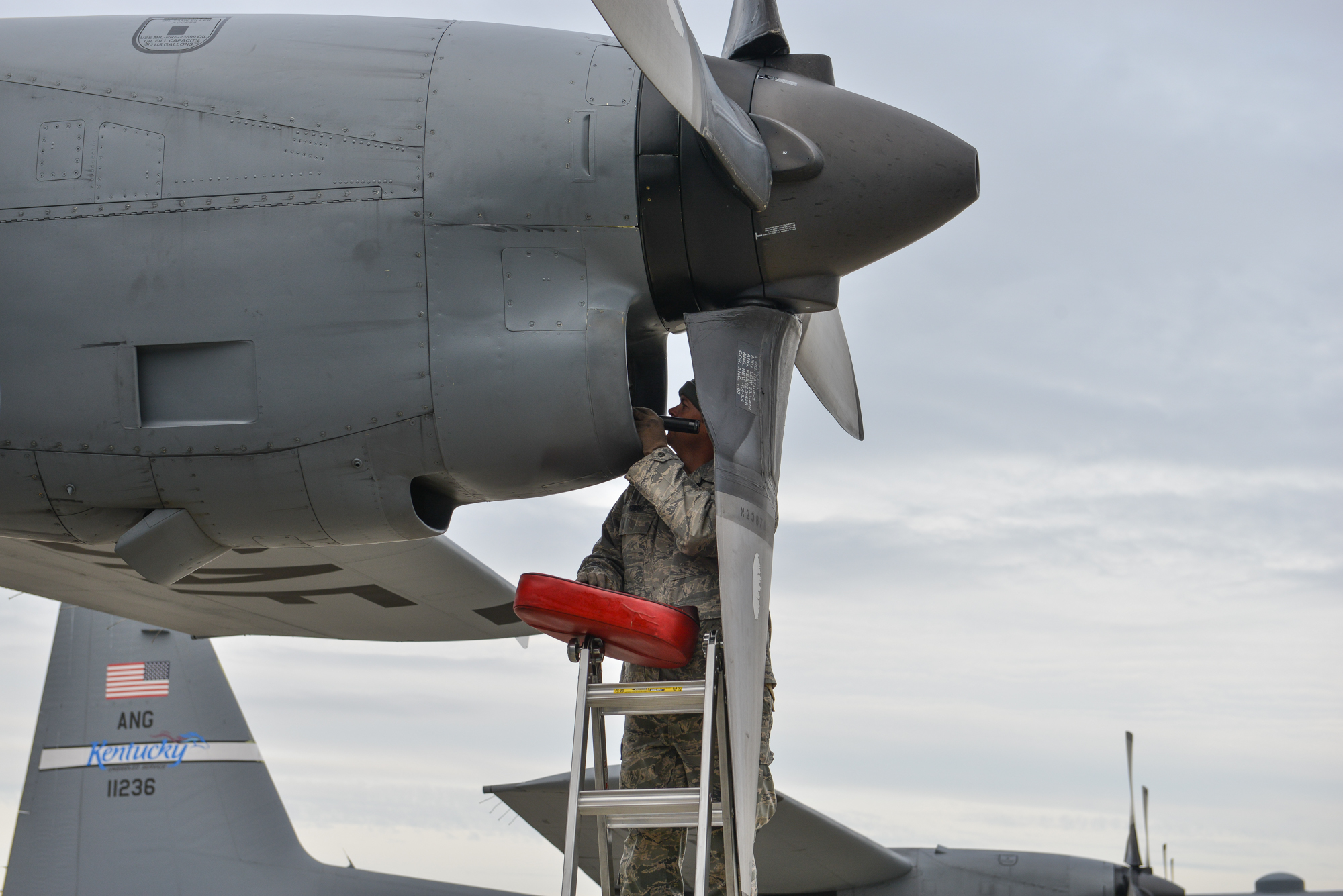 Airmen On The Job (15165922667).jpg RENA, Norway, September 23rd, 2014 - An Airman from the Georgia Guard's 165th Airlift Wing conducts pre-flight