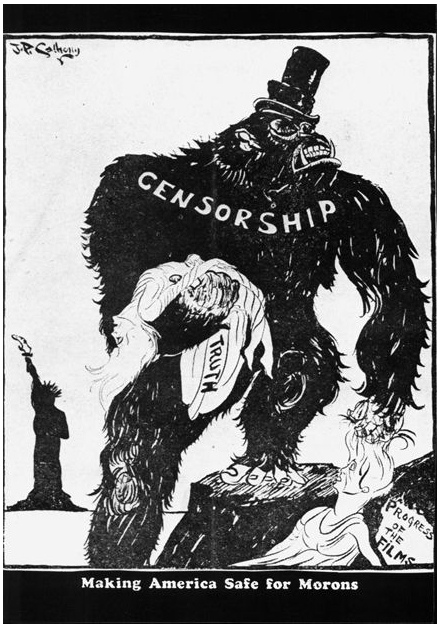 Anti-film censorship cartoon published in The Film Mercury magazine, circa 1926