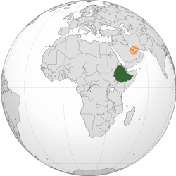 Эфиопия мен Катардың орналасқан жерлерін көрсететін карта