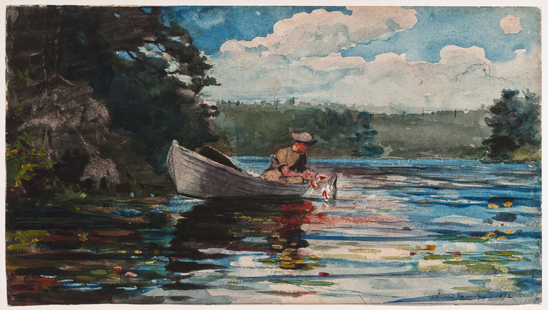 fishing day - an original lake painting