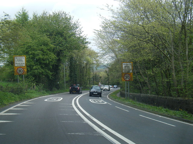 File:A658 at Pool village boundary - geograph.org.uk - 5365170.jpg