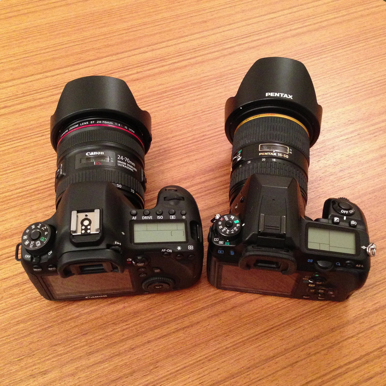 File:Canon EOS 6D with Canon EF 24-70mm F4L IS USM lens and Pentax K-5 with  Pentax SMC DA* 16-50mm F2.8 ED AL -IF- SDM lens - (1).jpg - Wikimedia  Commons