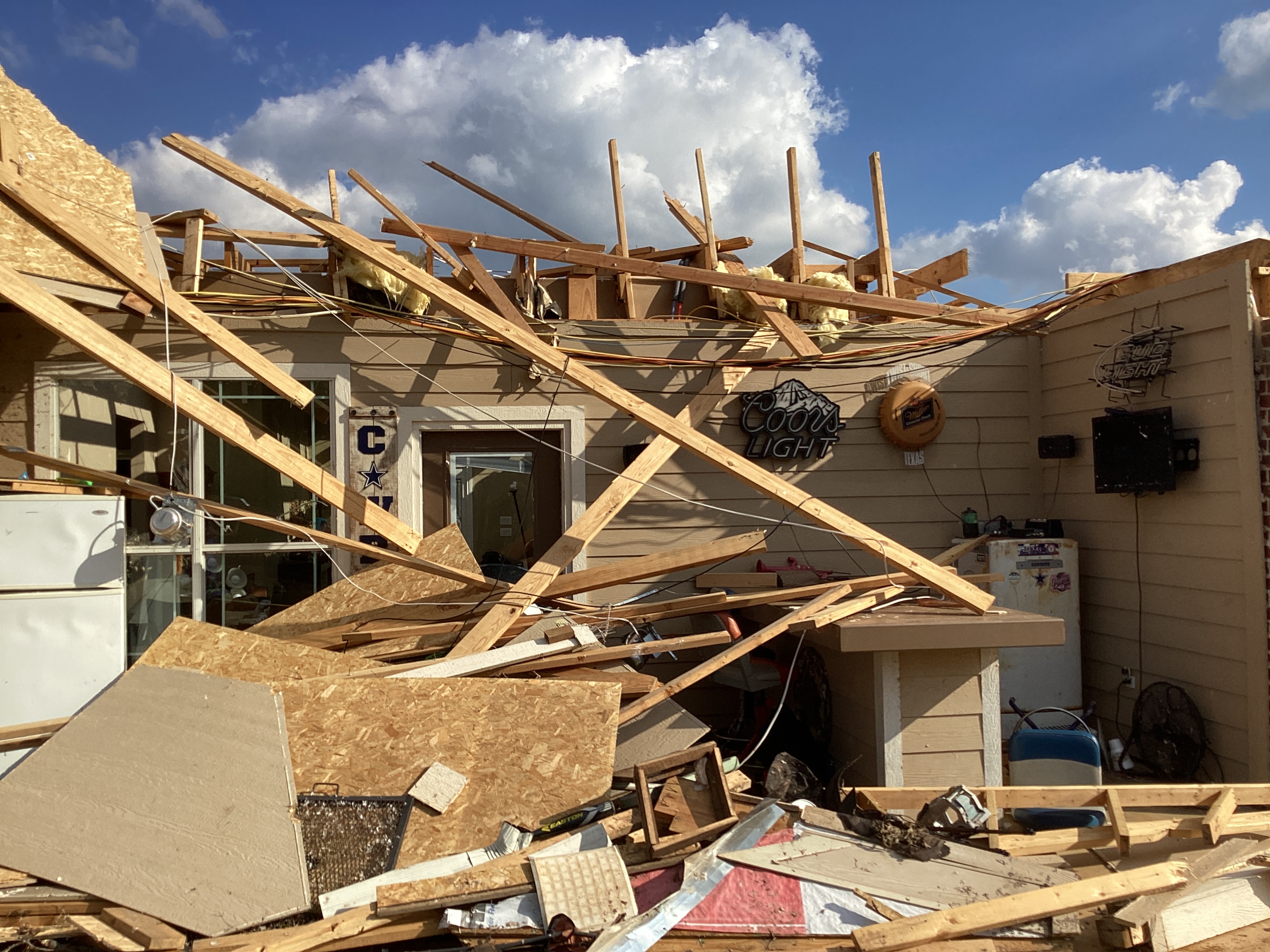 EF2 damage to a home in Hughes Springs, Texas.