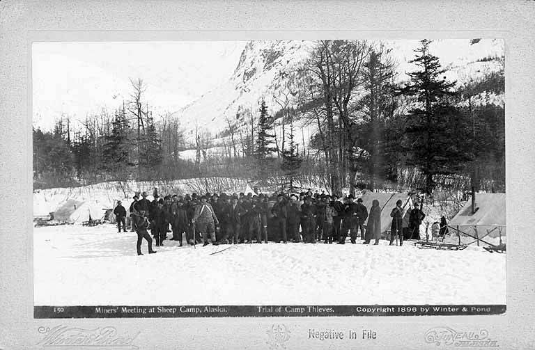 File:Group of miners meeting at Sheep Camp on the Chilkoot Trail, Alaska, 1896 (AL+CA 1640).jpg