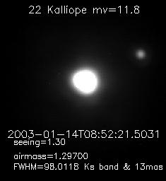 2003년 VLT/NACO로 관측한 칼리오페와 위성 리누스