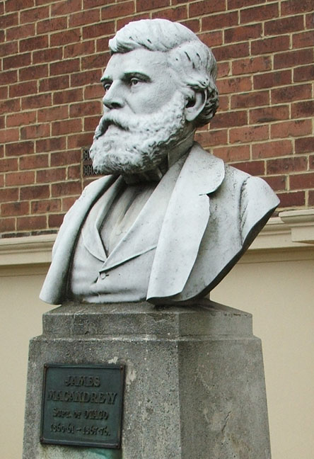 Bust of James Macandrew outside [[Toitū Otago Settlers Museum
