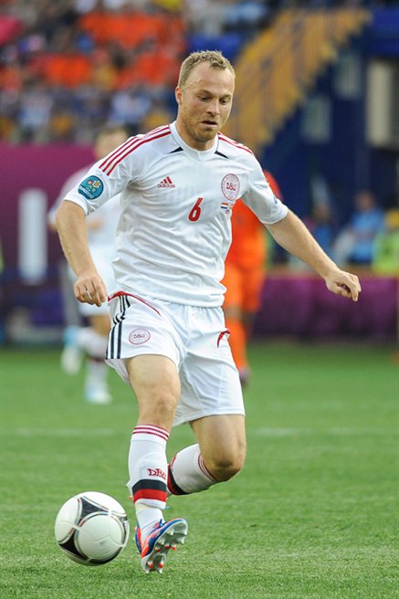 Jacobsen playing for Denmark at Euro 2012