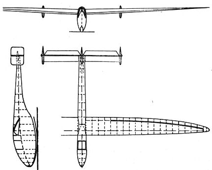 Naleszkiewicz-Nowotny NN 1 Naleszkiewicz-Nowotny NN-1 3-view L'Aerophile July 1932.jpg