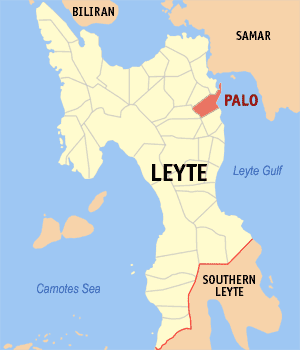 Mapa sa Leyte nga nagpakita kon asa nahimutang ang Palo