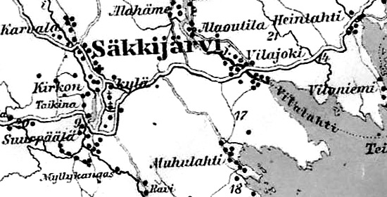 Деревня Вилайоки на финской карте 1923 года