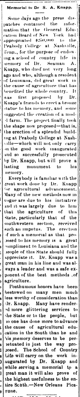 Thumbnail for File:Seaman Asahel Knapp (1833-1911) memorial in the Farmerville Gazette on 19 June 1912.jpg