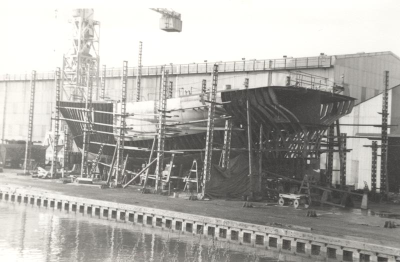 File:'Navena' stern trawler under construction on stocks at Grovehill 1960s (archive ref DDX1525-1-3) (25630134773).jpg