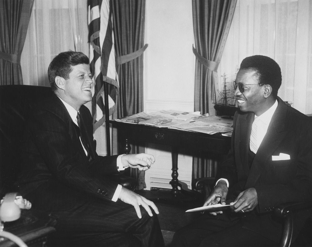 Guirma (right) meeting with [[President Kennedy