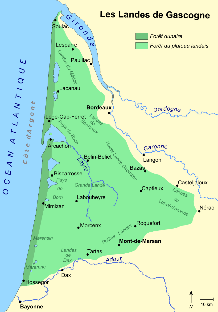 mapa francia las landas Bosque de las Landas   Wikipedia, la enciclopedia libre