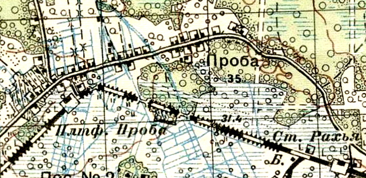Деревня Проба на карте 1931 года