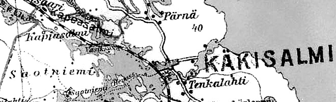 Деревня Капиасалми на финской карте 1923 года