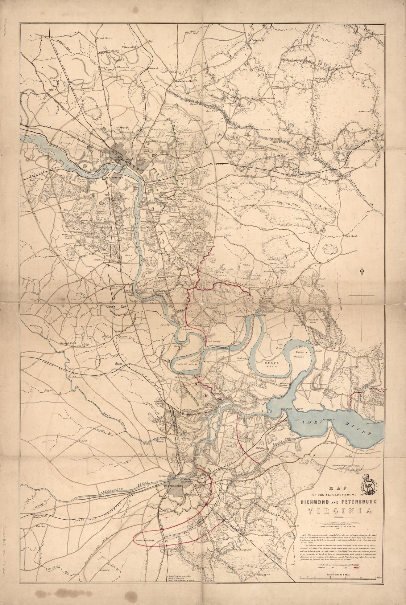 Karte der Nachbarschaft von Richmond und Petersburg, Virginia