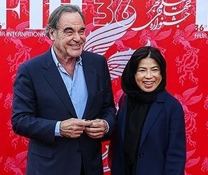 Oliver Stone and his wife Sun-jung Jung at the 2018 Fajr International Film Festival in Tehran