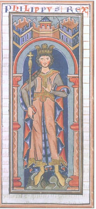 Philip of Swabia. Chronica regia Coloniensis (13th century), Brussels, Royal Library of Belgium, Ms. 467, fol. 138r.