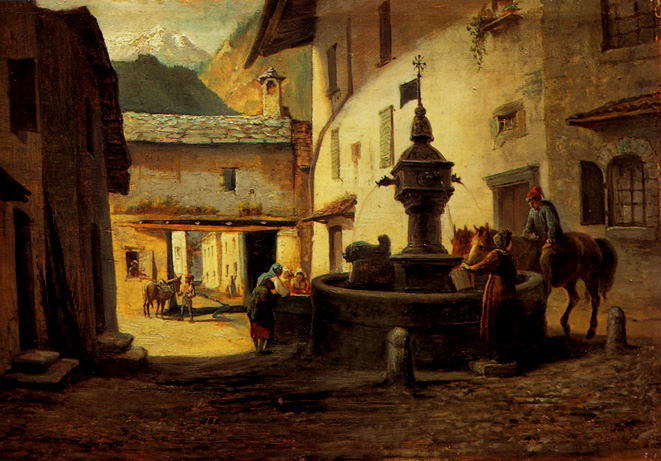 File:Stop at a fountain by Carlo Felice Biscarra.jpg